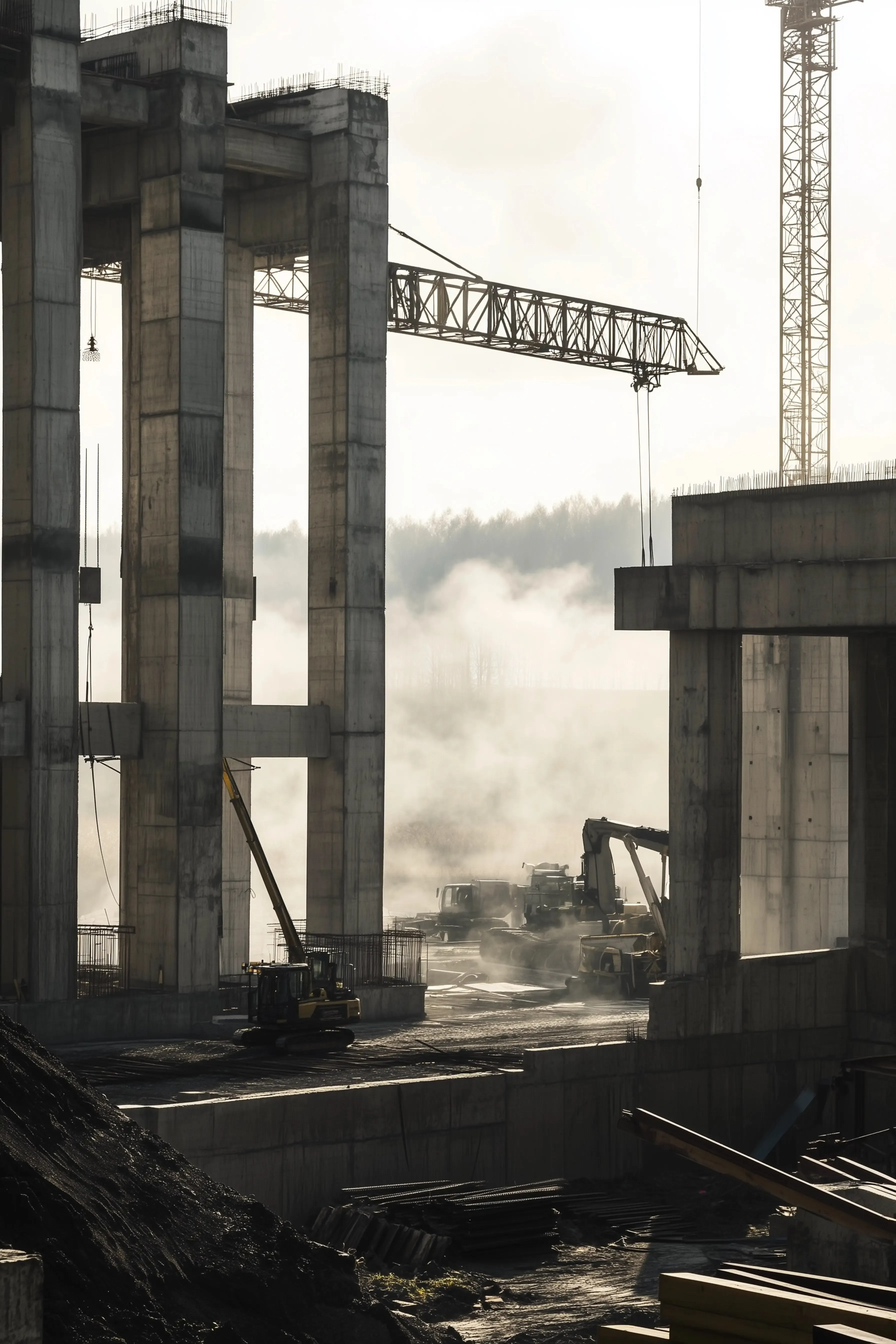 Construction site with environmental impact