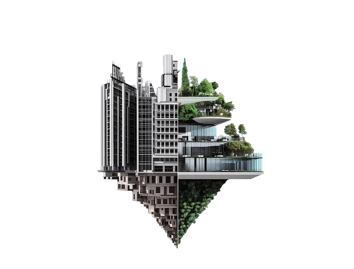 Sustainable building concept illustration